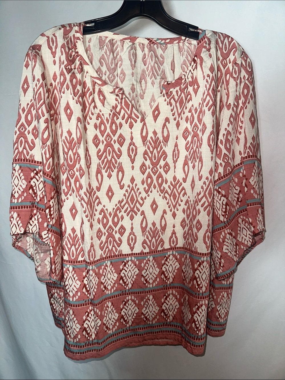 Boho Print Tunic Top in Cream and Rust